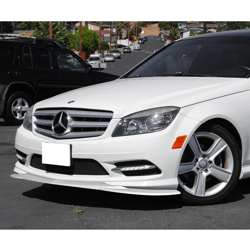 For 2008-2011 Mercedes C-Class Sport W204 Painted White Front Bumper Splitter Spoiler Lip 3PCS - Image 5