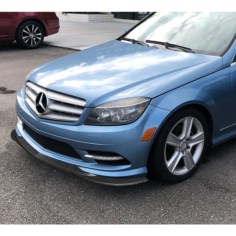 For 2008-2011 Mercedes C-Class Sport W204 Carbon Look Front Bumper Splitter Spoiler Lip 3PCS - Image 5