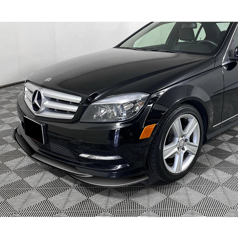 For 2008-2011 Mercedes C-Class Sport W204 Painted Black Front Bumper Splitter Spoiler Lip 3PCS - Image 5
