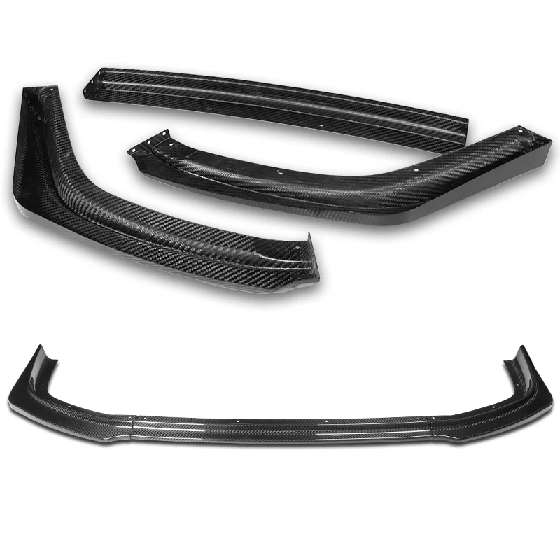 For 2008-2015 Mitsubishi Evolution R-Style Carbon Fiber Front Bumper Body Splitter Spoiler Lip 3PCS - Image 4
