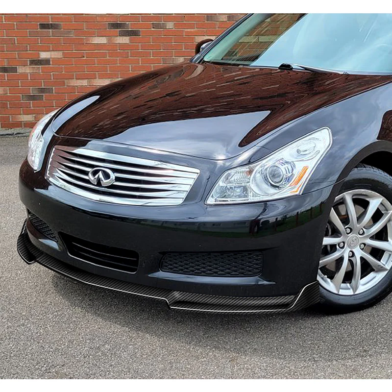 For 2007-2009 Infiniti G35 G37 4DR GT-Style Carbon Fiber Front Bumper Body Splitter Spoiler Lip 3PCS - Image 5