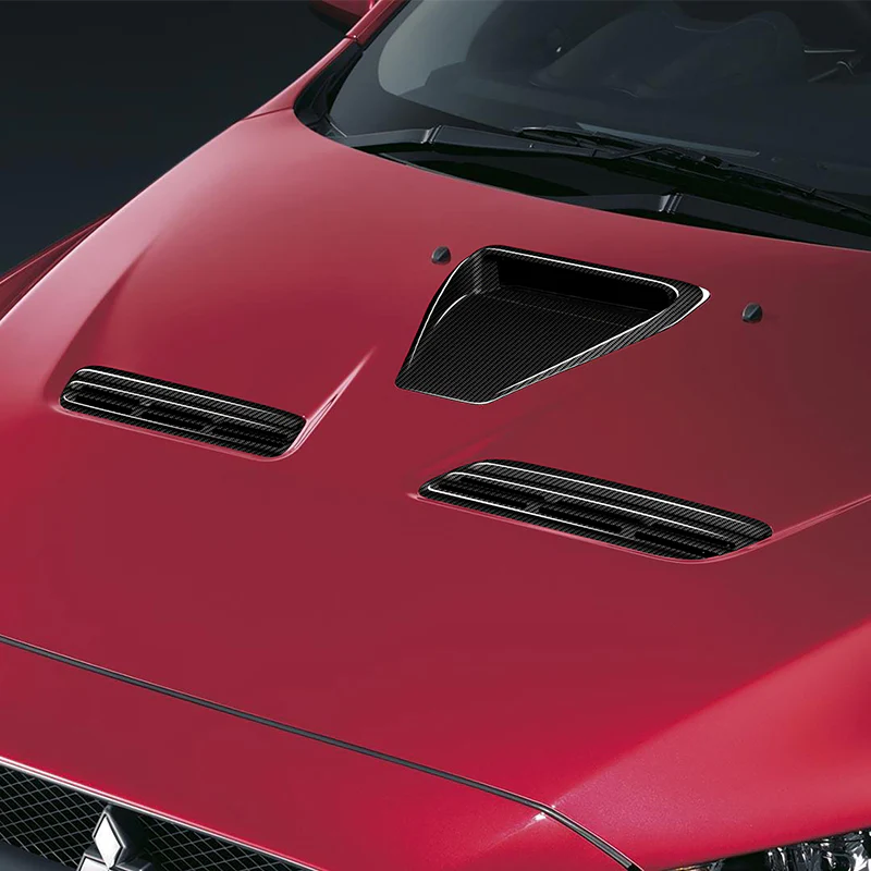 For 2008 - 2015 Mitsubishi Lancer Evolution 10 X JDM Racing Real Carbon Fiber Air Intake Bonnet Hood Vents - Image 8