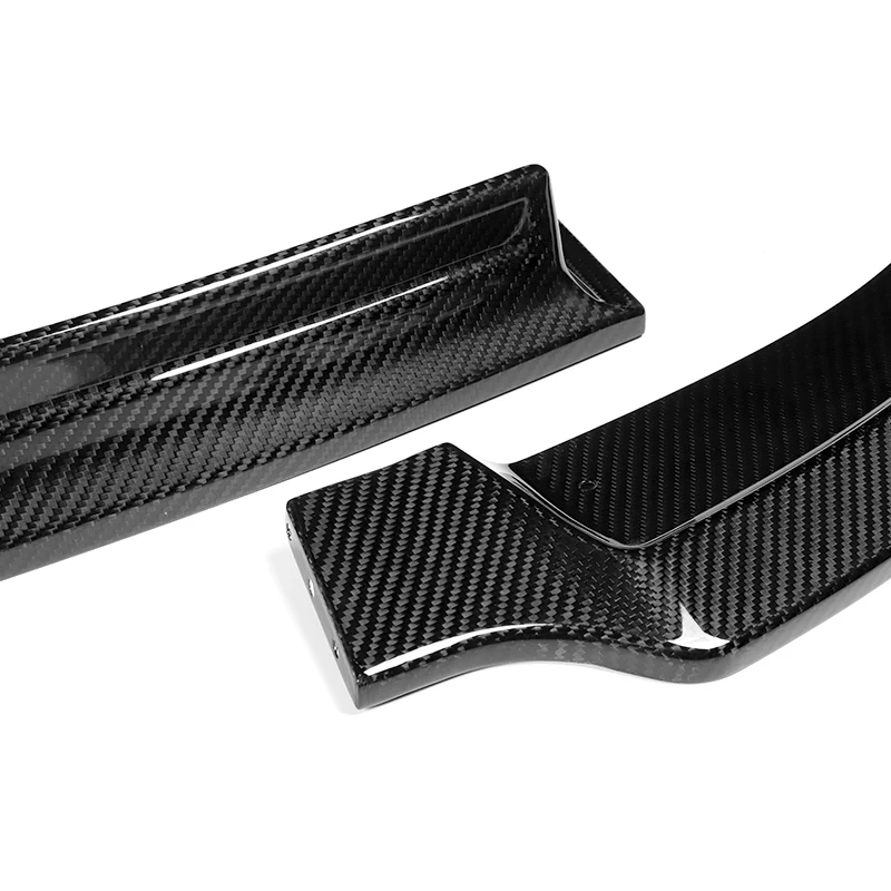 For 2008-2015 Mitsubishi Lancer RA-Style  3-PCS  Carbon Fiber Front Bumper Spoiler Lip - Image 2