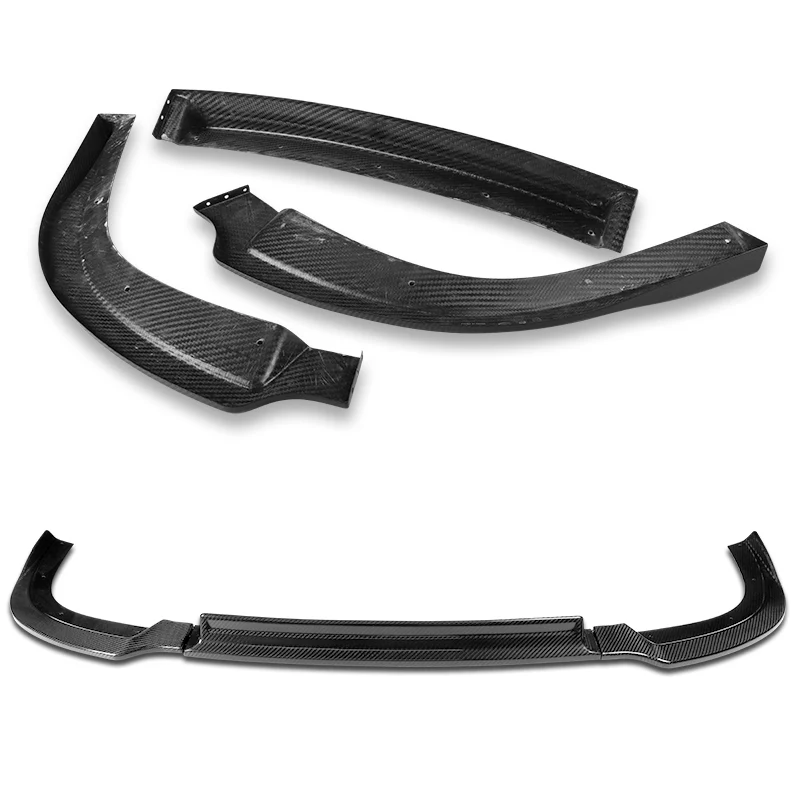 For 2008-2015 Mitsubishi Lancer RA-Style  3-PCS  Carbon Fiber Front Bumper Spoiler Lip - Image 4