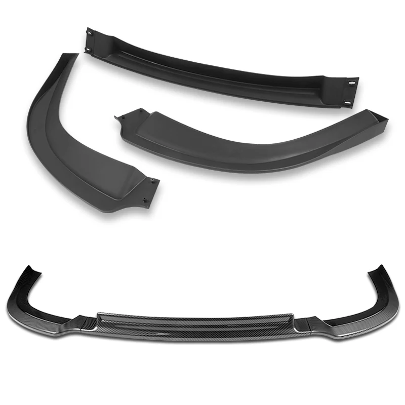 For 2008-2015 Mitsubishi Lancer RA-Style  3-PCS Carbon Look Front Bumper Spoiler Lip - Image 4