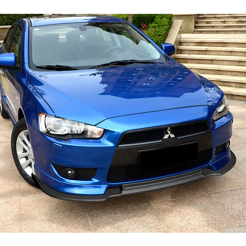 For 2008-2015 Mitsubishi Lancer RA-Style  3-PCS Carbon Look Front Bumper Spoiler Lip - Image 5