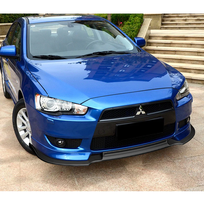 For 2008-2015 Mitsubishi Lancer RA-Style 3-PCS Matt Black Front Bumper Spoiler Lip Kit - Image 5