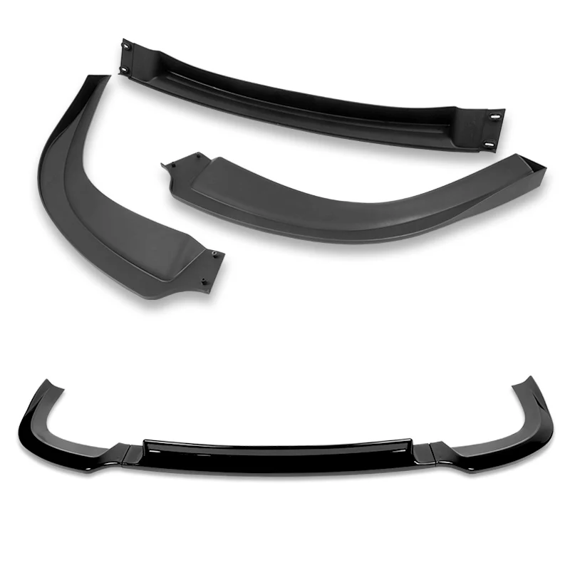 For 2008-2015 Mitsubishi Lancer RA-Style 3-PCS Painted Black Front Bumper Spoiler Lip - Image 4