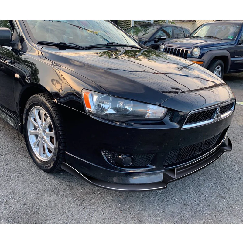 For 2008-2015 Mitsubishi Lancer RA-Style 3-PCS Painted Black Front Bumper Spoiler Lip - Image 5