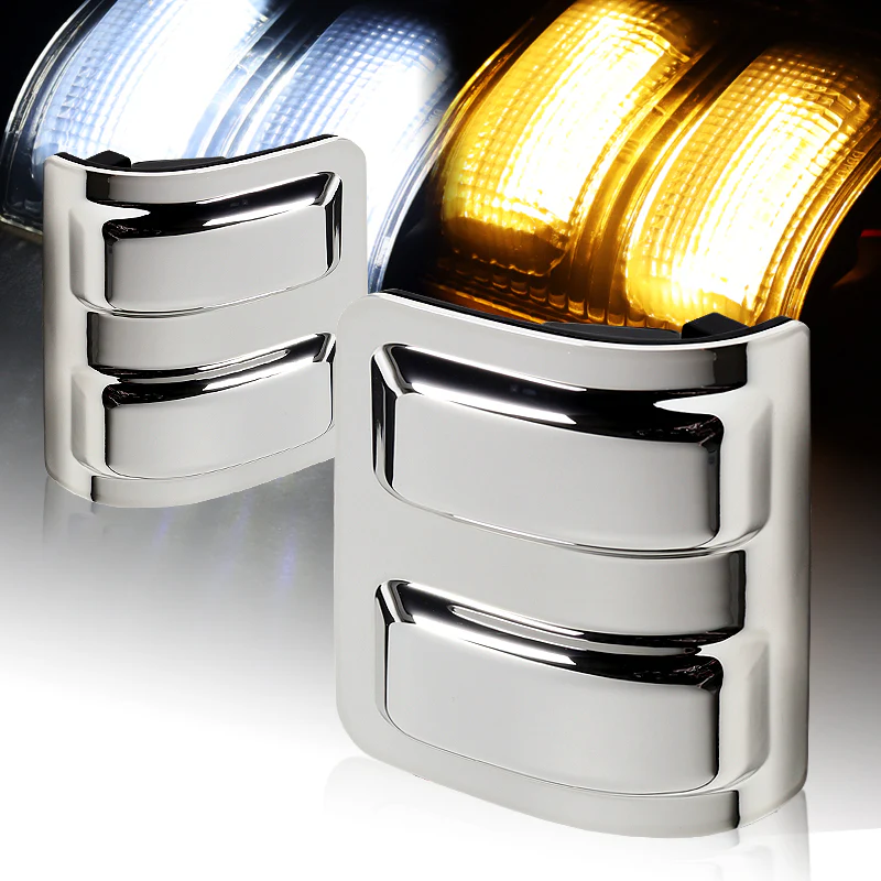For 2008 - 2016 Ford F-250 F-350 F-450 F-550 Super Duty Side Mirror Amber/White LED Running Signal Lights -Chrome Lens - Image 2