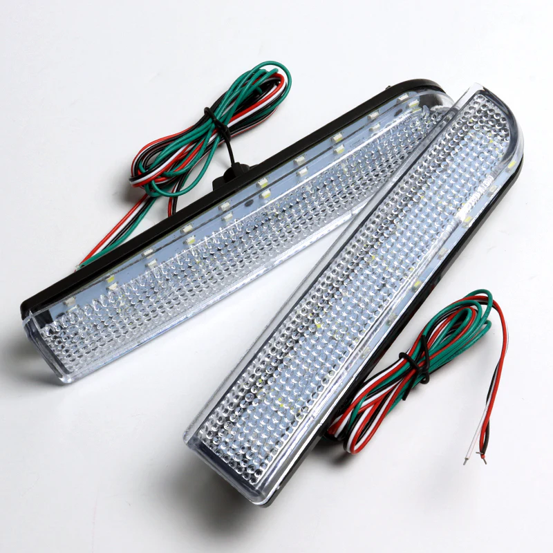 For 2008 – 2017 Mitsubishi Lancer LED JDM Rear Bumper Reflector Stop Brake Light Kit -Clear Lens - Image 3
