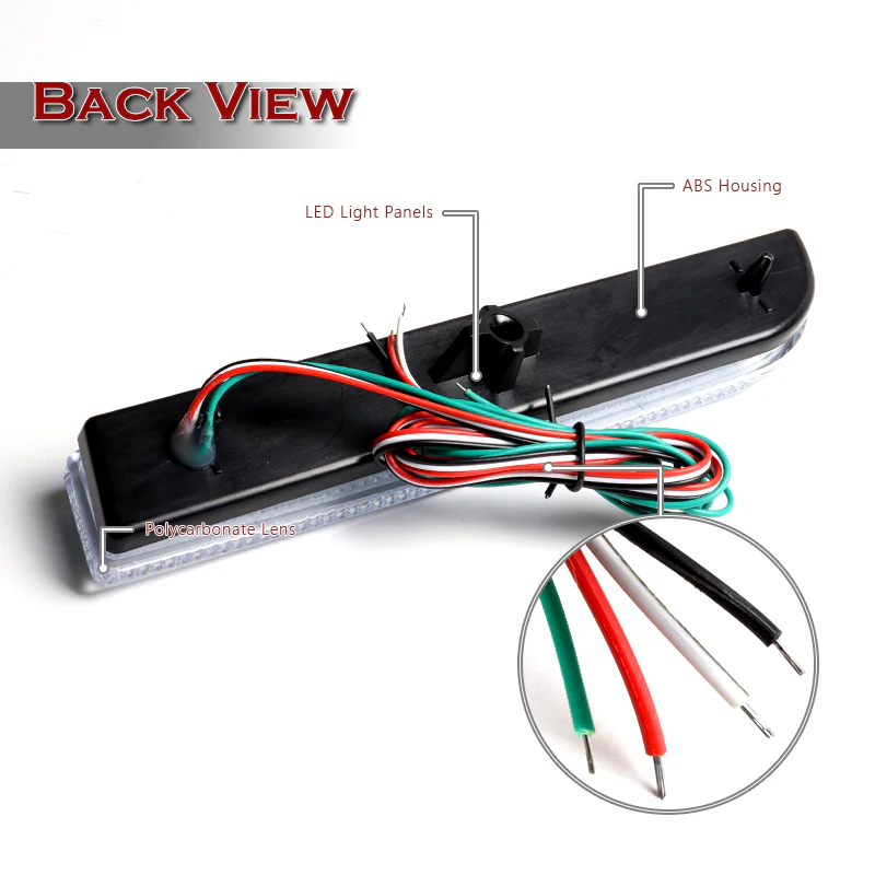 For 2008 – 2017 Mitsubishi Lancer LED JDM Rear Bumper Reflector Stop Brake Light Kit -Clear Lens - Image 4