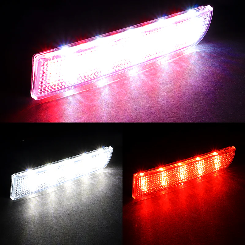For 2008 – 2017 Mitsubishi Lancer LED JDM Rear Bumper Reflector Stop Brake Light Kit -Clear Lens - Image 6