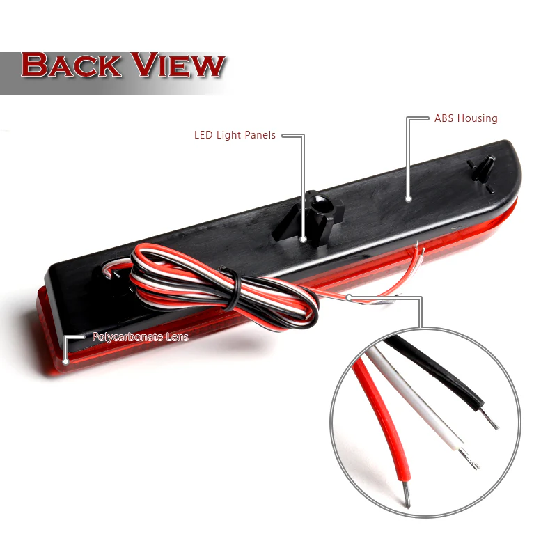 For 2008 – 2017 Mitsubishi Lancer LED JDM Rear Bumper Reflector Stop Brake Light Kit -Red Lens - Image 4