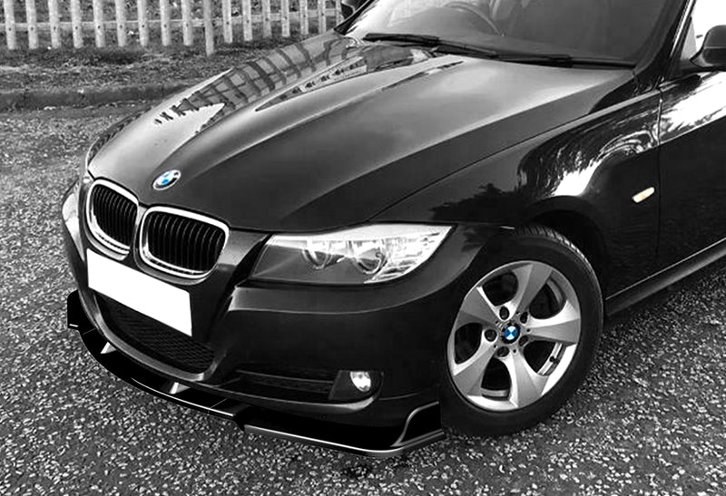 For 2009-2011 BMW E90 4DR Sedan 3-Series Painted Black Front Bumper Splitter Spoiler Lip 3PCS - Image 5