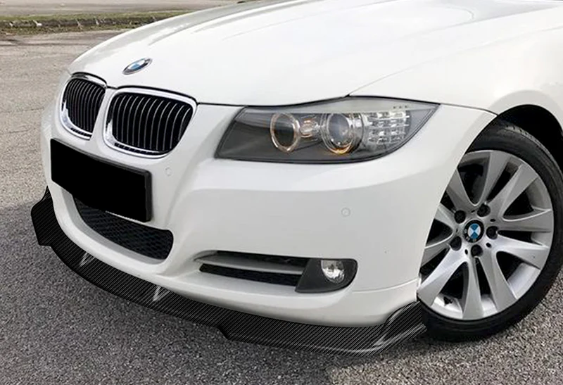 For 2009-2011 BMW E90 4DR Sedan 3-Series Real Carbon Fiber Front Bumper Splitter Spoiler Lip 3PCS - Image 5