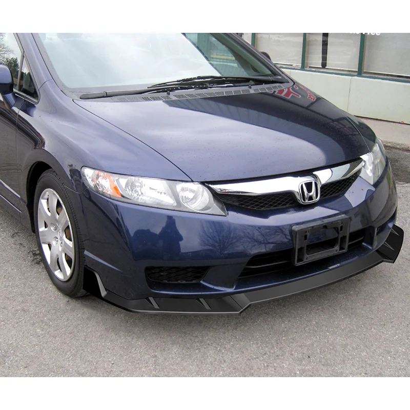 For 2009-2011 Honda Civic 4DR GT-Style Matte Black 3-Piece Front Bumper Body Spoiler Splitter Lip Kit with Free Gift - Image 4