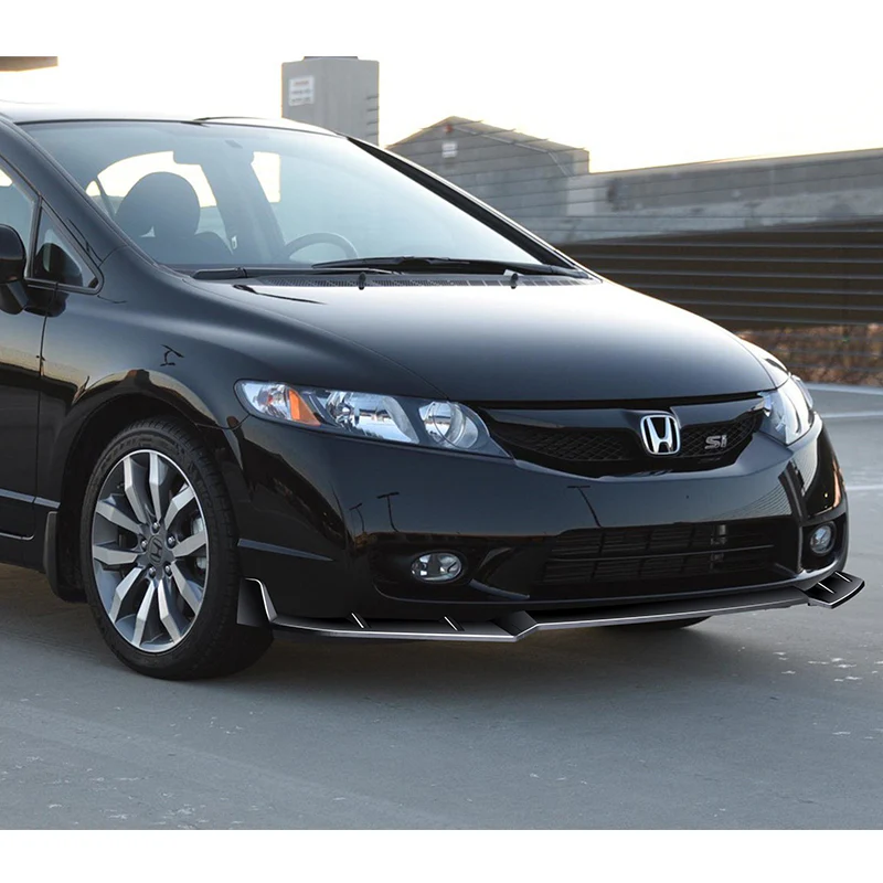 For 2009-2011 Honda Civic 4DR GT-Style PAINTED Black 3-Piece Front Bumper Body Spoiler Splitter Lip Kit - Image 5