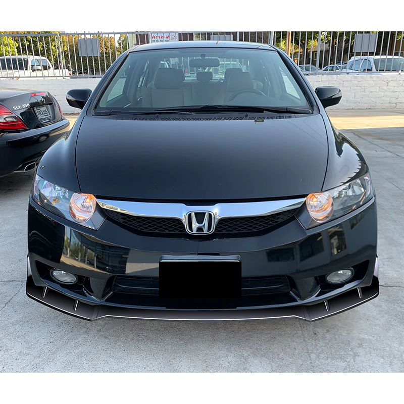 For 2009-2011 Honda Civic 4DR GT-Style PAINTED Black 3-Piece Front Bumper Body Spoiler Splitter Lip Kit - Image 9