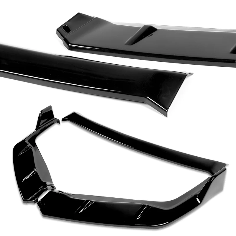 For 2009-2011 Honda Civic 4DR GT-Style Painted Black 3-Piece Front Bumper Body Spoiler Splitter Lip Kit with Free Gift - Image 5