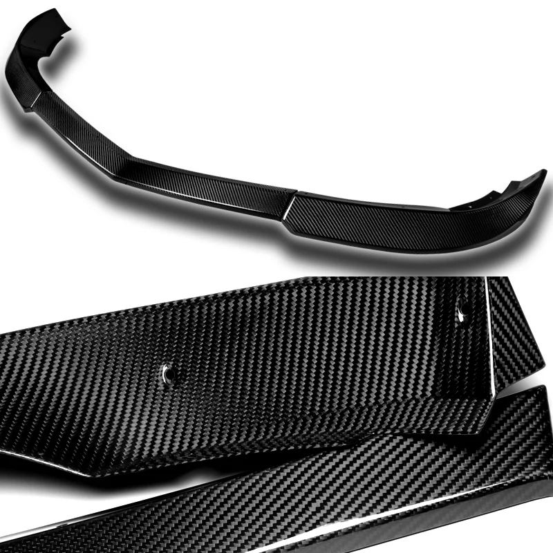 For 2010-2013 Chevrolet Camaro V6 Carbon Fiber Front Bumper Splitter Spoiler Lip 3PCS - Image 2