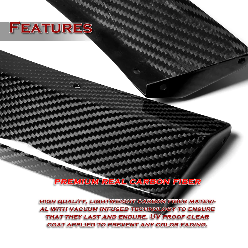 For 2010-2013 Chevrolet Camaro V6 Carbon Fiber Front Bumper Splitter Spoiler Lip 3PCS - Image 4