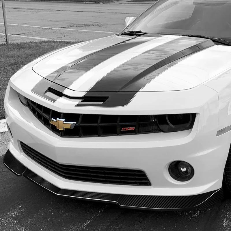 For 2010-2013 Chevrolet Camaro V6 Carbon Fiber Front Bumper Splitter Spoiler Lip 3PCS - Image 5