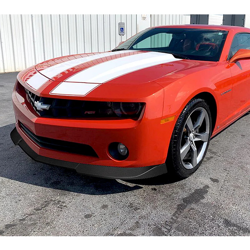 For 2010-2013 Chevrolet Camaro V6 Carbon Look Front Bumper Splitter Spoiler Lip 3PCS - Image 5