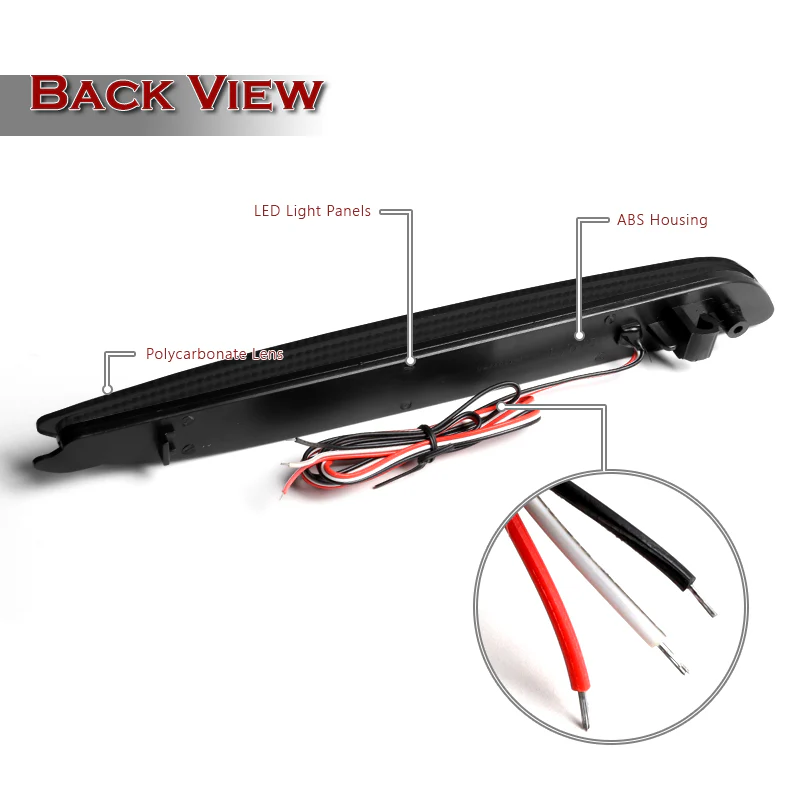For 2010 – 2013 Mazda 3 LED Rear Bumper Reflector Stop Brake Light Kit -Smoke Lens - Image 5