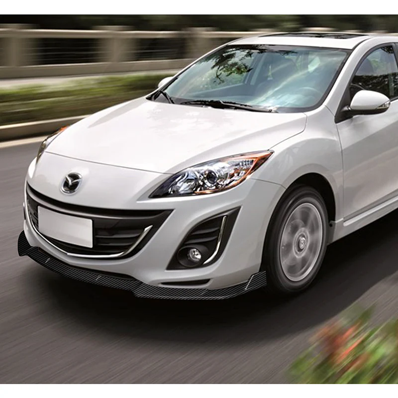For 2010-2013 Mazda 3 MS-Style 3-PCS Carbon Look Front Bumper Body Kit Spoiler Lip - Image 5