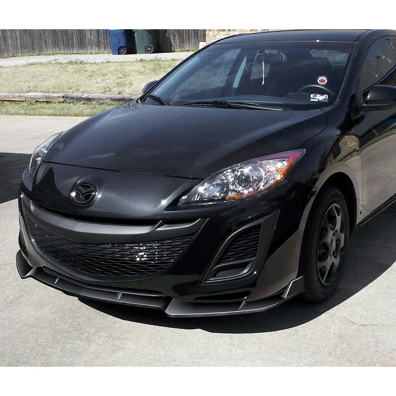 For 2010-2013 Mazda 3 MS-Style 3-PCS Painted Black Front Bumper Body Kit Spoiler Lip - Image 5