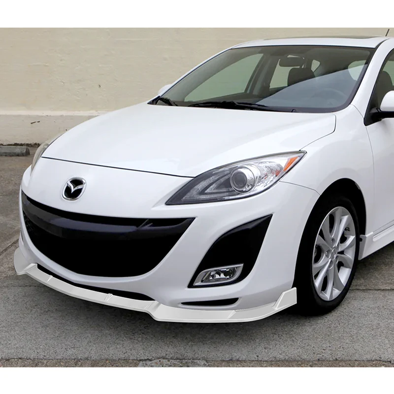 For 2010-2013 Mazda 3 MS-Style 3-PCS Painted White Front Bumper Body Kit Spoiler Lip - Image 5