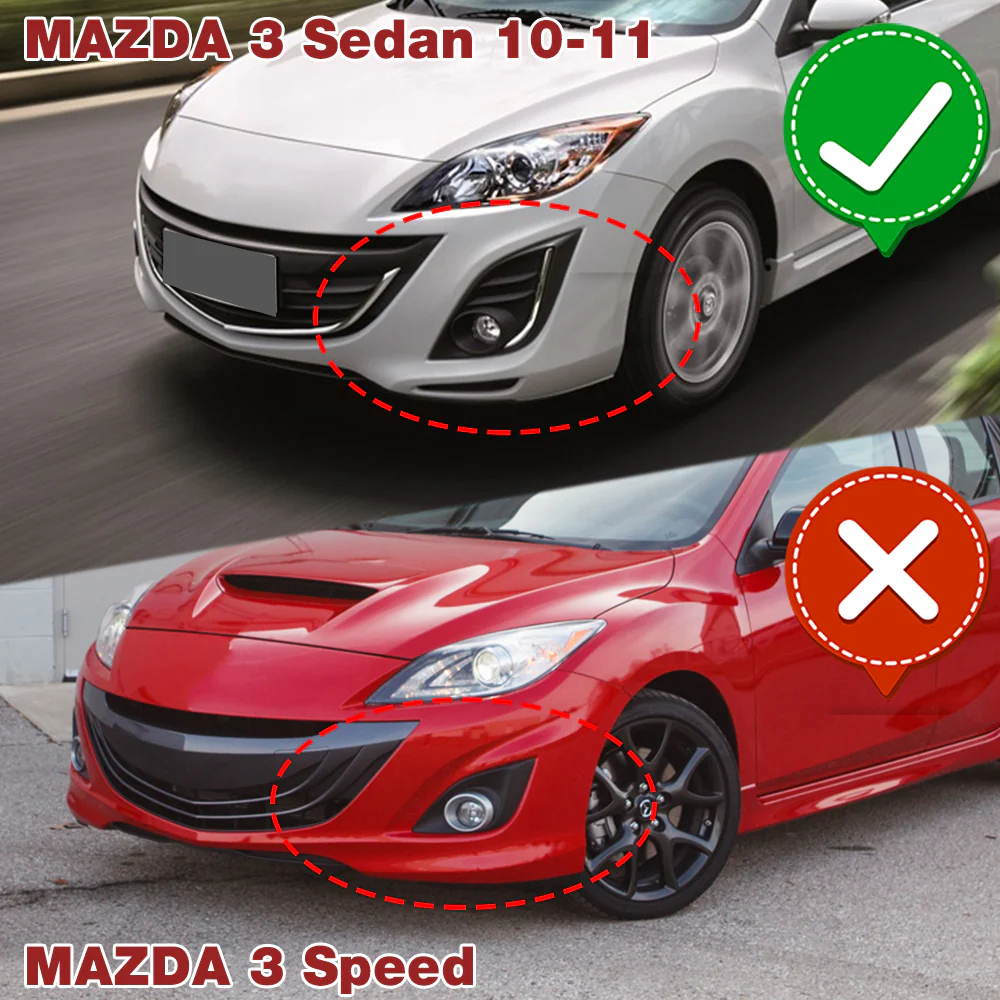 For 2010-2013 Mazda 3 MS-Style 3-PCS Carbon Look Front Bumper Body Kit Spoiler Lip - Image 6