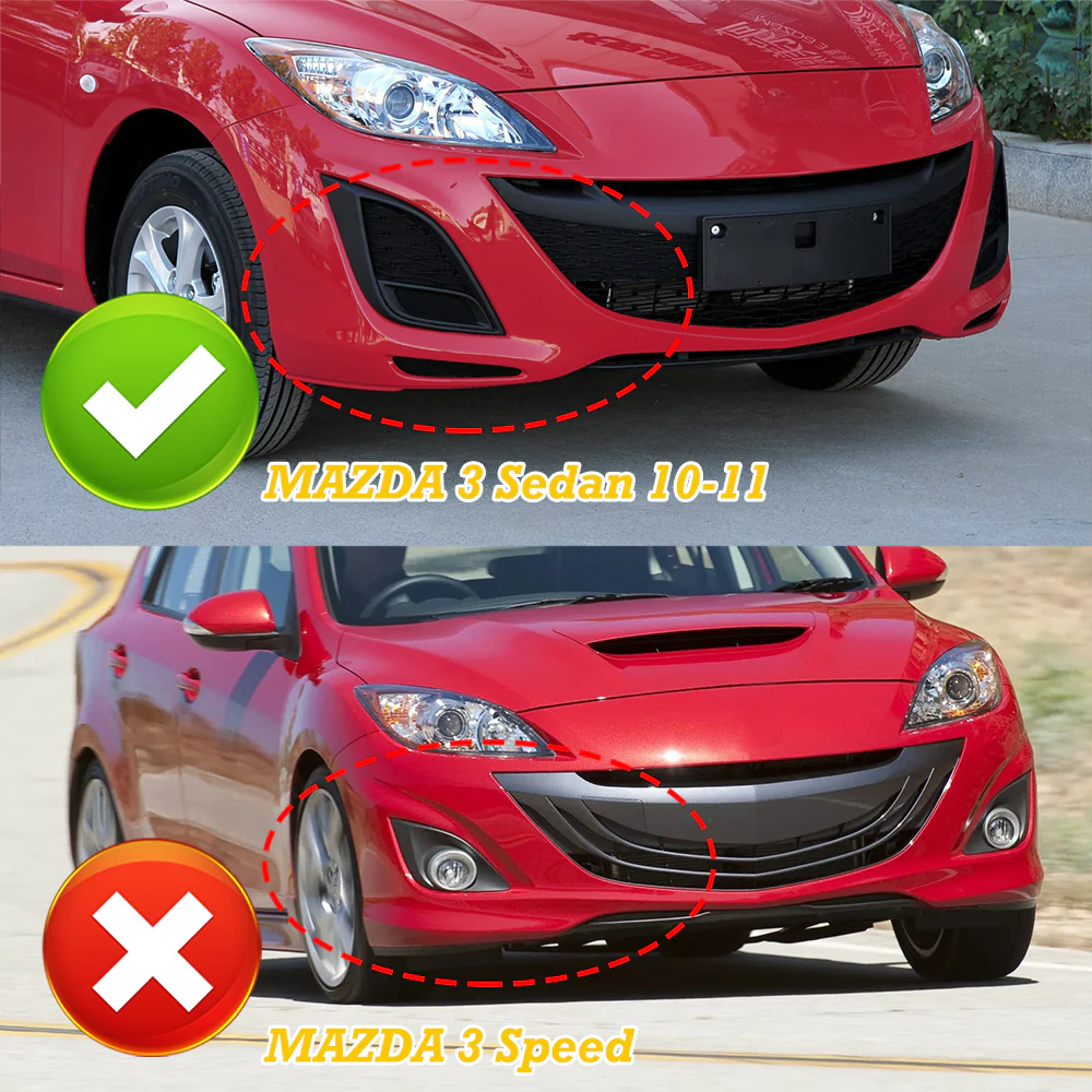 For 2010-2013 Mazda 3 MS-Style JDM 3-PCS Matt Black Front Bumper Body Kit Spoiler Lip - Image 6