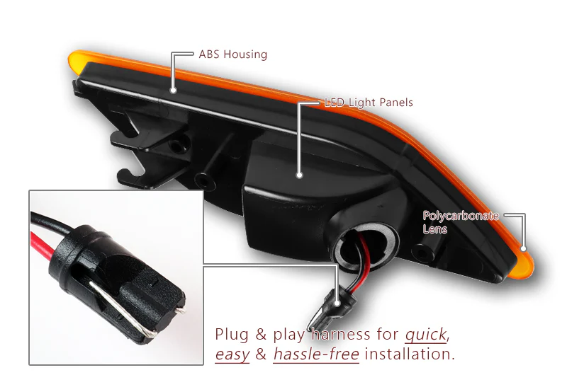 For 2010–2013 Mercedes-Benz W212 E-Class Amber LED Turn Signal Front Fender Side Marker Lights -Amber Lens - Image 3