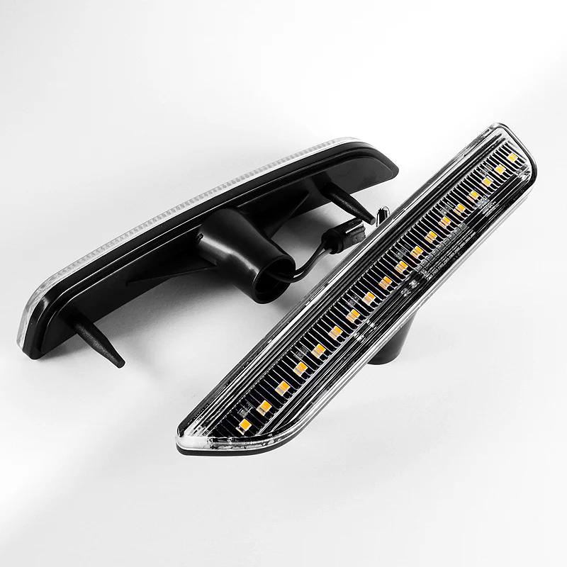 For 2010–2014 Ford Mustang Amber LED Turn Signal Front Side Marker Lights -Clear Lens - Image 2