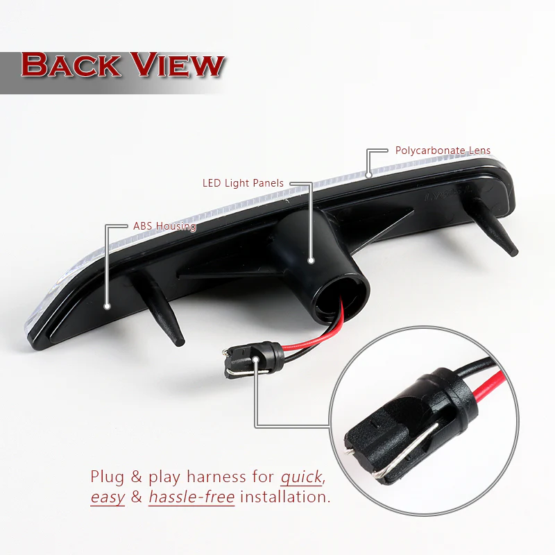 For 2010–2014 Ford Mustang Amber LED Turn Signal Front Side Marker Lights -Clear Lens - Image 3