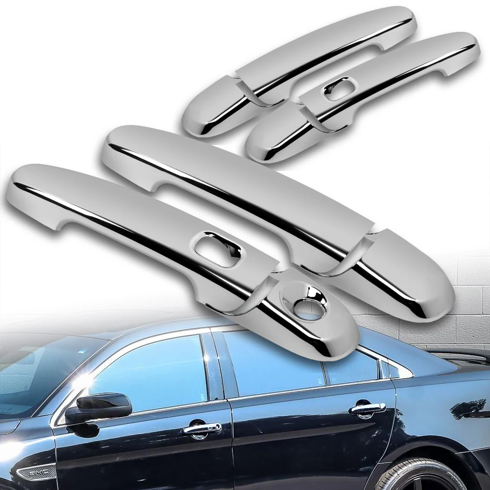 For 2010 - 2019 Ford Taurus Mirror Chrome Exterior Door Pull Handle Lever Cover Cap Trim Kit W/ 2-Smart Keyhole - Image 5