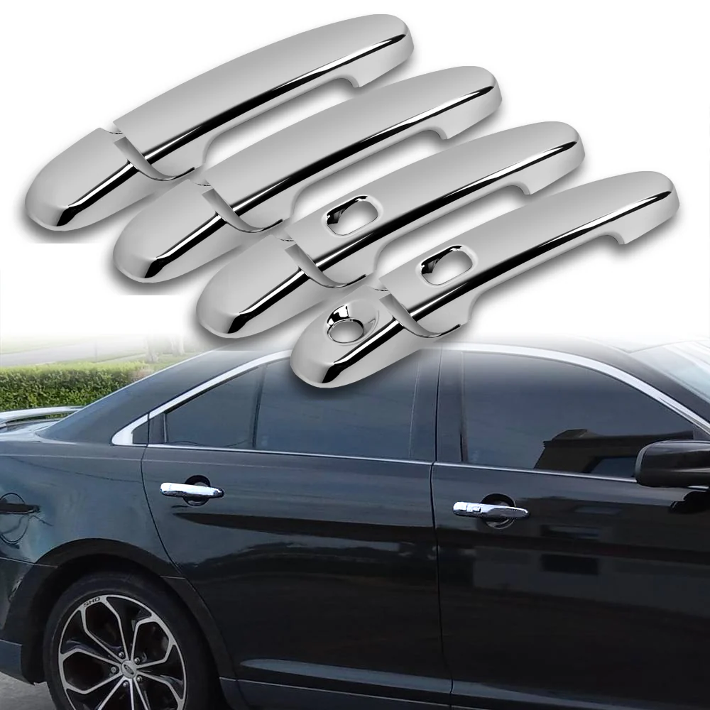For 2010 - 2019 Ford Taurus Mirror Chrome Exterior Door Pull Handle Lever Cover Cap Trim Kit W/ 2-Smart Keyhole - Image 6