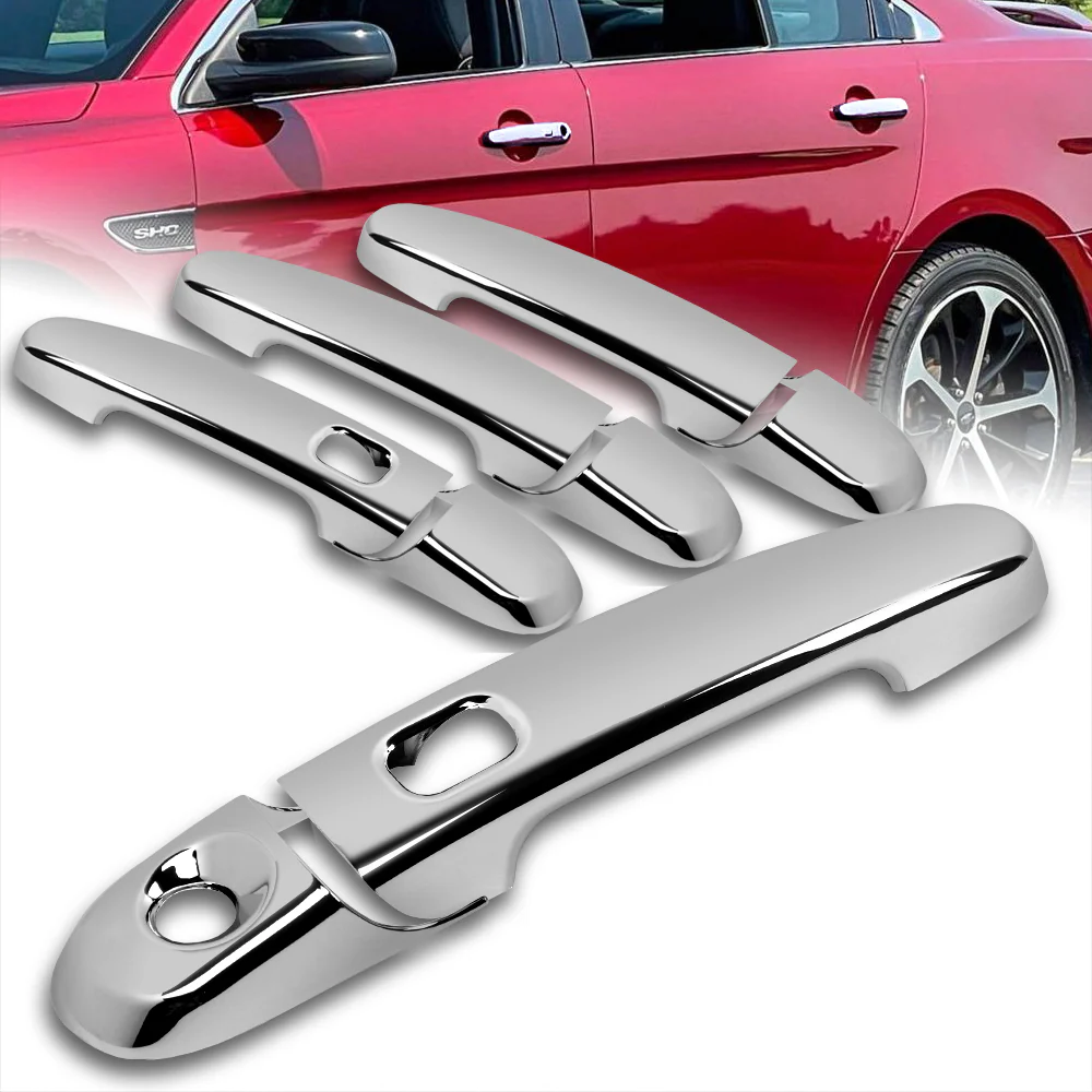 For 2010 - 2019 Ford Taurus Mirror Chrome Exterior Door Pull Handle Lever Cover Cap Trim Kit W/ 2-Smart Keyhole - Image 7