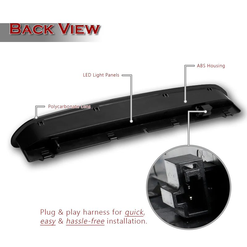 For 2010-2020 Volkswagen Golf Alltrack / SportWagen / Tiguan LED High Mount Third 3RD Brake Light Stop Lamp -Smoked Lens - Image 3