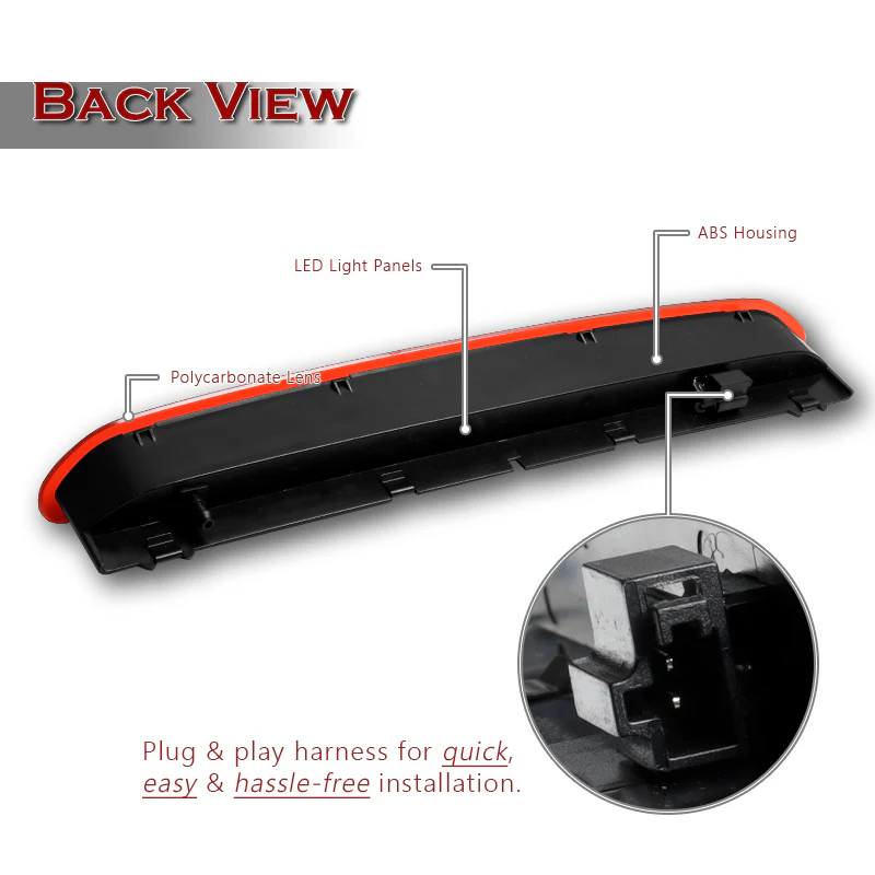 For 2010-2020 Volkswagen Golf Alltrack / SportWagen / Tiguan LED High Mount Third 3RD Brake Light Stop Lamp -Red Lens - Image 3