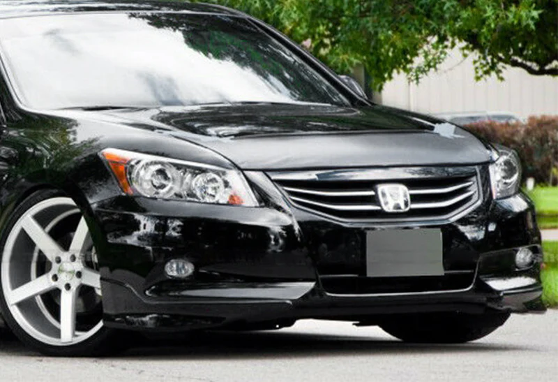 For 2011-2012 Honda Accord 4-DR OE-Style Painted Black Front Bumper Aprons Lip - Image 5