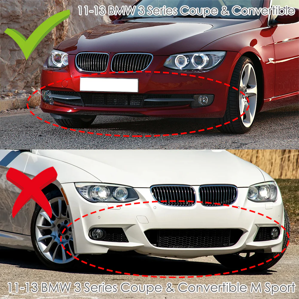 For 2011-2013 BMW 3-Series E92 E93 Coupe Painted Black 3-PCS Front Bumper Spoiler Lip - Image 6