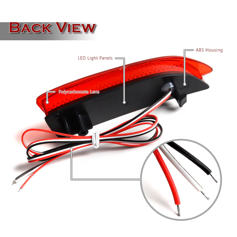 For 2011 – 2013 Lexus CT200h / Toyota Corolla LED Rear Bumper Stop Brake Light Kit -Red Lens - Image 3