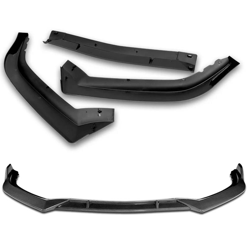 For 2011-2014 Acura TSX STP-Style 3-PCS Carbon Look Front Bumper Spoiler Splitter Lip - Image 4