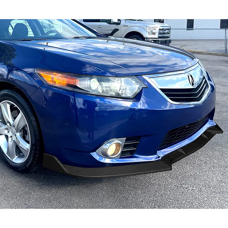 For 2011-2014 Acura TSX STP-Style 3-PCS Carbon Look Front Bumper Spoiler Splitter Lip - Image 5