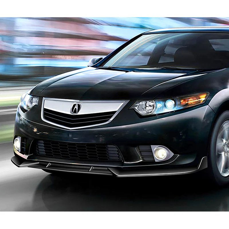 For 2011-2014 Acura TSX STP-Style 3-PCS Painted BLACK Front Bumper Spoiler Splitter Lip - Image 5