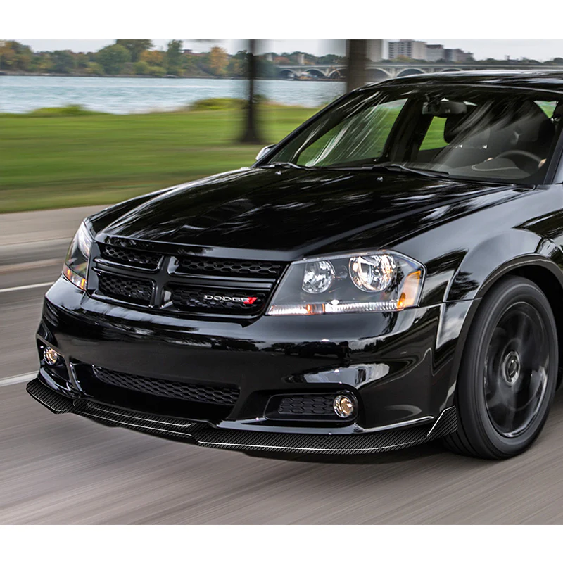 For 2011-2014 Dodge Avenger STP-Style Carbon Fiber Black Front Bumper Splitter Spoiler Lip 3PCS - Image 5