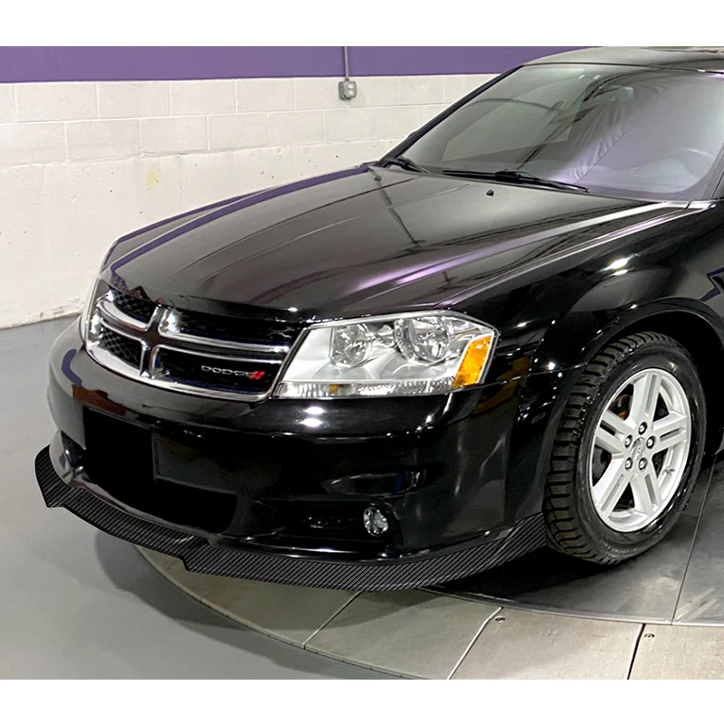 For 2011-2014 Dodge Avenger STP-Style Carbon Look Black Front Bumper Splitter Spoiler Lip 3PCS - Image 5